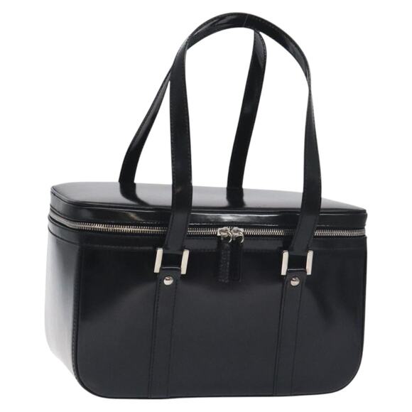 GUCCI Hand Bag Enamel Black Silver - Picture 1 of 16